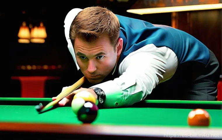 당구 키스샷 연습법 - **Prompt 1: The Art of the Precise Kiss Shot**
    "A highly focused male billiards player, dressed ...
