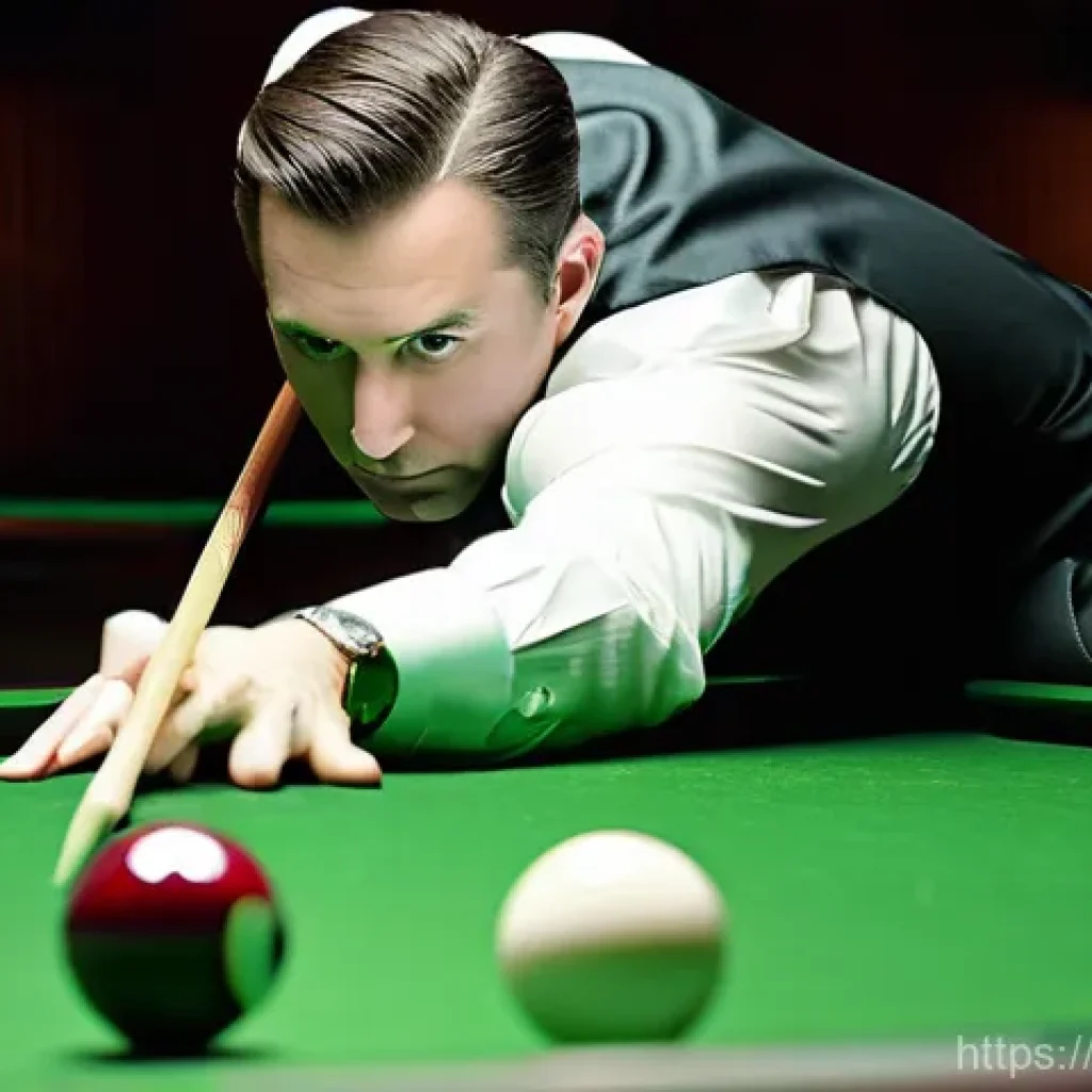 당구 뱅크샷 성공률 높이기 - **Prompt: "A professional male billiards player, late 30s, with intense focus, is crouched over a pr...