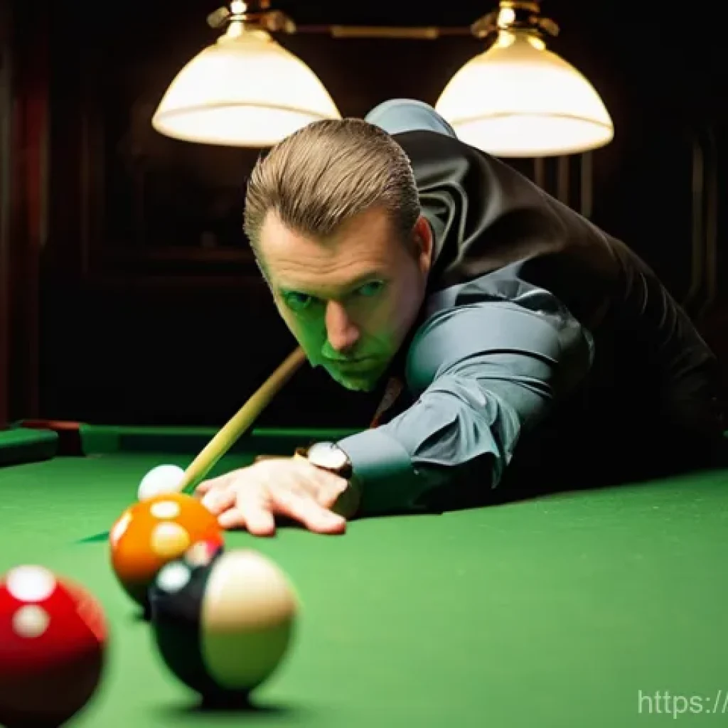 3구 당구 공 규격 - **Prompt:** A focused, professional male billiards player, in his late 30s, wearing a crisp polo shi...