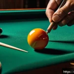 당구 큐팁 교체 방법 - A detailed close-up of a professional billiard cue tip replacement process: hands wearing casual clo...