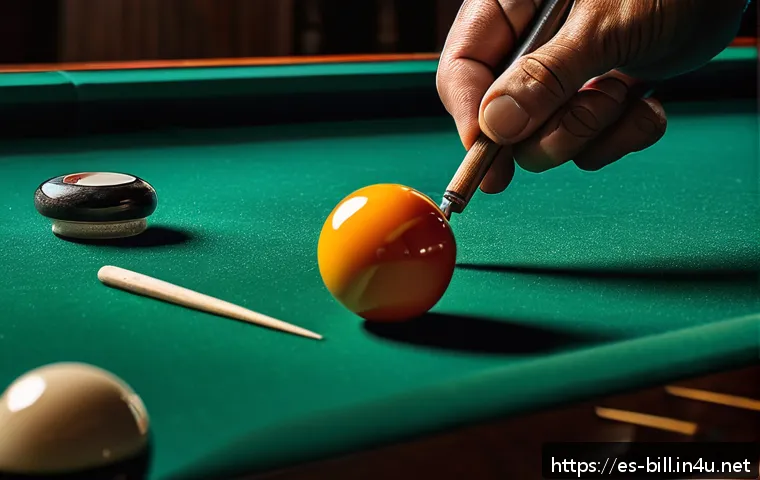 당구 큐팁 교체 방법 - A detailed close-up of a professional billiard cue tip replacement process: hands wearing casual clo...